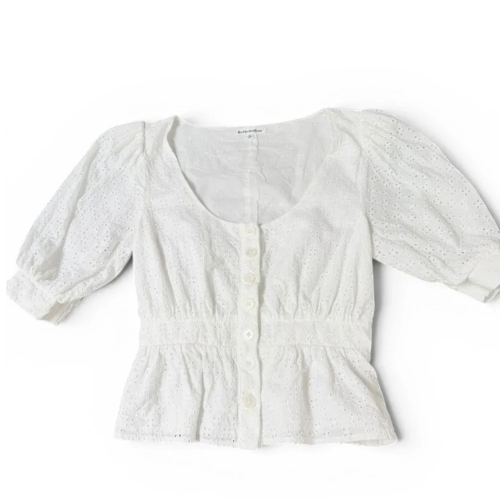 Reformation Alenna White Eyelet Feminine Boho Cotton Size 2 Romantic Coquette